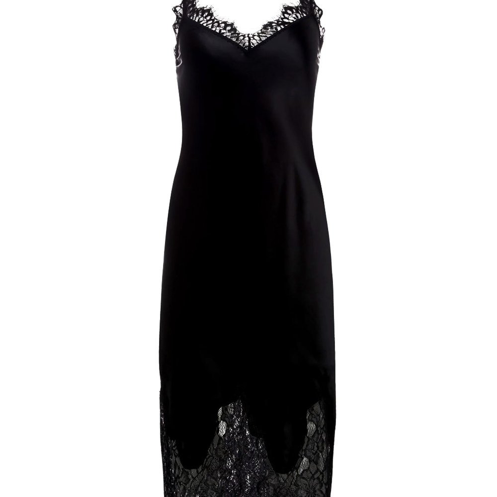 L'AGENCE - BLACK SILK LACE SLIP DRESS